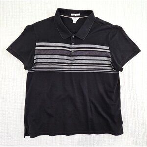 Calvin Klein Mercerized Slim Fit Men's Medium Polo Tennis Golf Shirt Black Gray